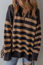 Load image into Gallery viewer, Striped Half Zip Long Sleeve Knit Top