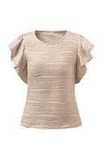 Load image into Gallery viewer, Textured Round Neck Cap Sleeve Top
