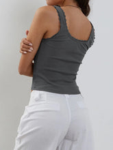 Load image into Gallery viewer, Lace Detail Square Neck Tank