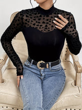 Load image into Gallery viewer, Heart Mock Neck Long Sleeve T-Shirt