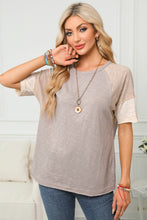 Load image into Gallery viewer, Color Block Round Neck Half Sleeve Top