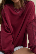 Load image into Gallery viewer, Side Slit Round Neck Long Sleeve Sweatshirt