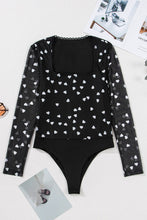 Load image into Gallery viewer, Heart Square Neck Long Sleeve Bodysuit