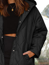 Load image into Gallery viewer, Slit Snap Down Long Sleeve Hooded Jacket