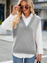 Load image into Gallery viewer, Side Slit V-Neck Sweater Vest