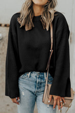 Load image into Gallery viewer, Textured Round Neck Long Sleeve Sweater
