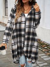 Load image into Gallery viewer, Plaid Zip Up Hooded Coat