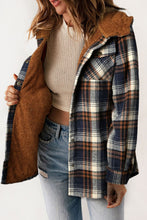 Load image into Gallery viewer, Plaid Button Up Long Sleeve Hooded Jacket