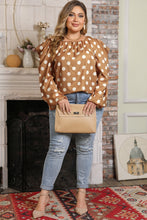 Load image into Gallery viewer, Plus Size Polka Dot Long Sleeve Blouse
