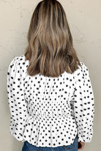 Load image into Gallery viewer, Bow Polka Dot Square Neck Long Sleeve Blouse