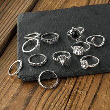 Load image into Gallery viewer, Alloy Synthetic Crystal 11-Piece Ring Set