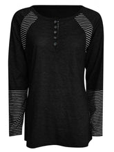 Load image into Gallery viewer, Full Size Striped Quarter Button Long Sleeve T-Shirt
