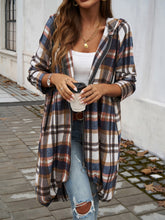 Load image into Gallery viewer, Plaid Zip Up Hooded Coat