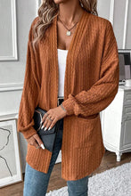 Load image into Gallery viewer, Textured Pocketed Open Front Long Sleeve Cover Up
