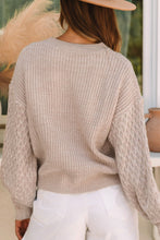 Load image into Gallery viewer, Cable-Knit Round Neck Dropped Shoulder Sweater
