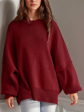 Load image into Gallery viewer, Double Take Side Slit Round Neck Long Sleeve Sweater