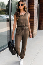 Load image into Gallery viewer, Drawstring Round Neck Sleeveless Jumpsuit