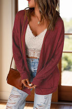 Load image into Gallery viewer, Full Size Textured Open Front Long Sleeve Cardigan