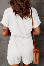 Load image into Gallery viewer, Full Size Drawstring V-Neck Short Sleeve Romper