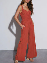 Load image into Gallery viewer, Ruched Wide Strap Jumpsuit with Pockets