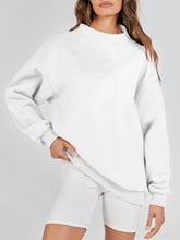 Load image into Gallery viewer, Mock Neck Drop Shoulder Long Sleeve Sweatshirt