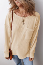 Load image into Gallery viewer, Pocketed Round Neck Long Sleeve Top