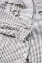 Load image into Gallery viewer, Ruffled Plaid Notched Flounce Sleeve Shirt