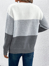Load image into Gallery viewer, Color Block Drop Shoulder Long Sleeve Sweater