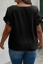 Load image into Gallery viewer, Plus Size Ruffled Round Neck Short Sleeve Blouse