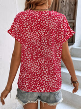 Load image into Gallery viewer, Printed V-Neck Short Sleeve Blouse