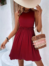 Load image into Gallery viewer, Frill Round Neck Sleeveless Mini Dress