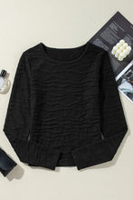 Load image into Gallery viewer, Textured Round Neck Long Sleeve Blouse