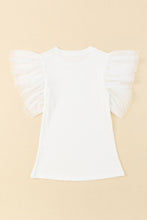 Load image into Gallery viewer, Ruffled Round Neck Cap Sleeve Blouse