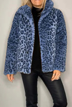 Load image into Gallery viewer, Full Size Leopard Furry Collared Neck Long Sleeve Coat