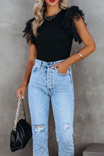 Load image into Gallery viewer, Ruffled Round Neck Cap Sleeve Blouse