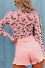 Load image into Gallery viewer, Printed Mock Neck Long Sleeve Bodysuit