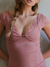 Load image into Gallery viewer, Lace Detail V-Neck Cap Sleeve Top