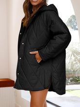 Load image into Gallery viewer, Slit Snap Down Long Sleeve Hooded Jacket