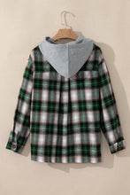 Load image into Gallery viewer, Drawstring Pocketed Plaid Hooded Jacket