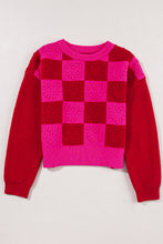 Load image into Gallery viewer, Checkered Round Neck Dropped Shoulder Sweater