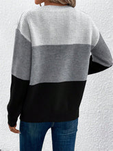 Load image into Gallery viewer, Color Block Drop Shoulder Long Sleeve Sweater