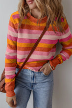 Load image into Gallery viewer, Striped Round Neck Long Sleeve Sweater