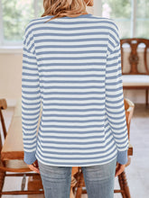 Load image into Gallery viewer, Striped Round Neck Long Sleeve T-Shirt