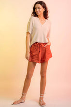 Load image into Gallery viewer, Waffle-Knit Notched Half Sleeve T-Shirt