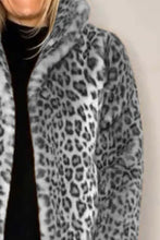 Load image into Gallery viewer, Full Size Leopard Furry Collared Neck Long Sleeve Coat