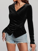 Load image into Gallery viewer, Ruched Surplice Long Sleeve Top