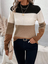 Load image into Gallery viewer, Color Block Mock Neck Long Sleeve Sweater