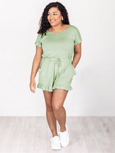Load image into Gallery viewer, Ruffled Boat Neck Short Sleeve Romper