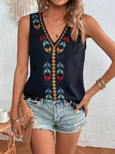 Load image into Gallery viewer, Tassel Printed V-Neck Tank