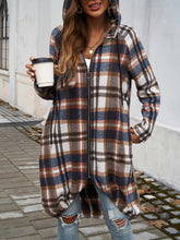 Load image into Gallery viewer, Plaid Zip Up Hooded Coat